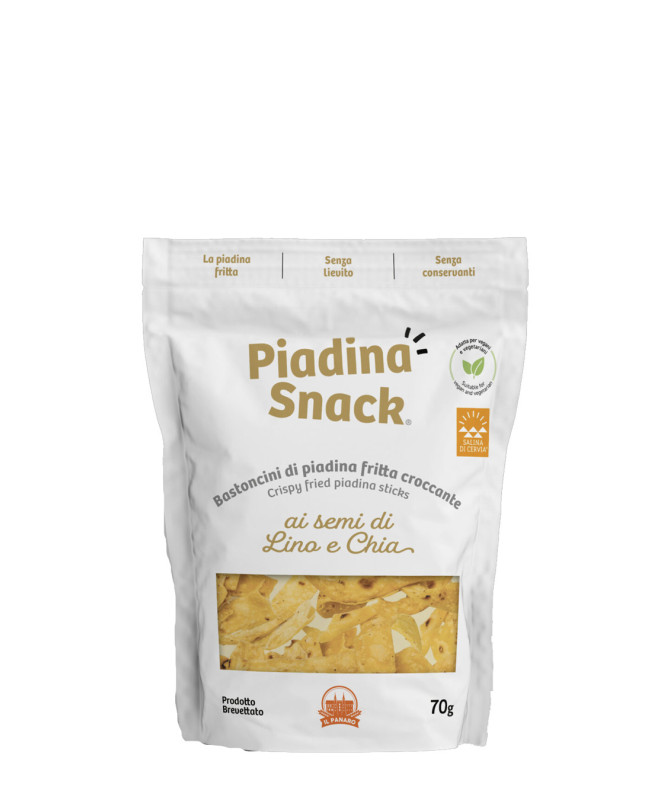 PIADINA SNACK AI SEMI DI LINO E CHIA - 70g - IL PANARO PIADINA SNACK AI SEMI DI LINO E CHIA - 70g - IL PANARO