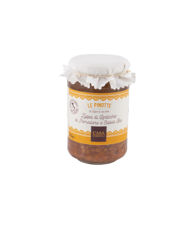 ZUPPA DI LENTICCHIE AL POMODORO E SALVIA BIO - 350gr - LE PINOTTE DI CASA CORNELI ZUPPA DI LENTICCHIE AL POMODORO E SALVIA BIO - 350gr - LE PINOTTE DI CASA CORNELI