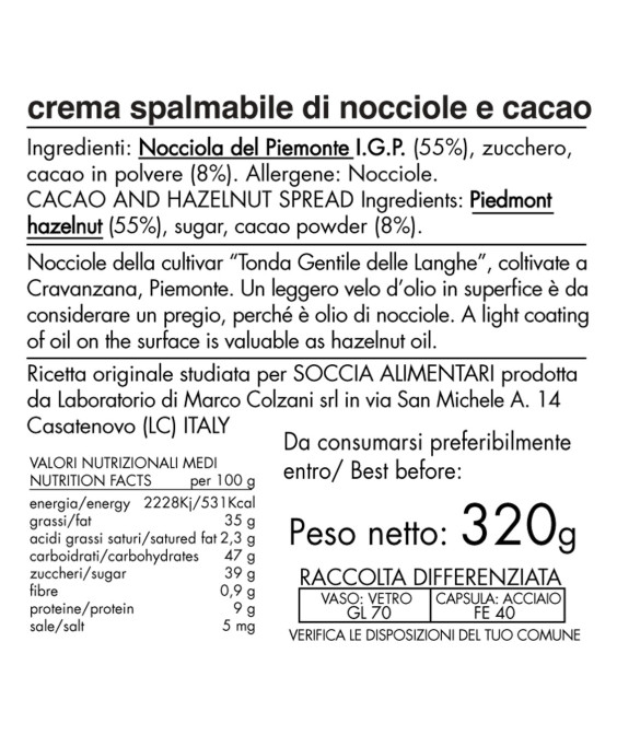 SOCCIA CHE CREMA DI NOCCIOLE 320gr